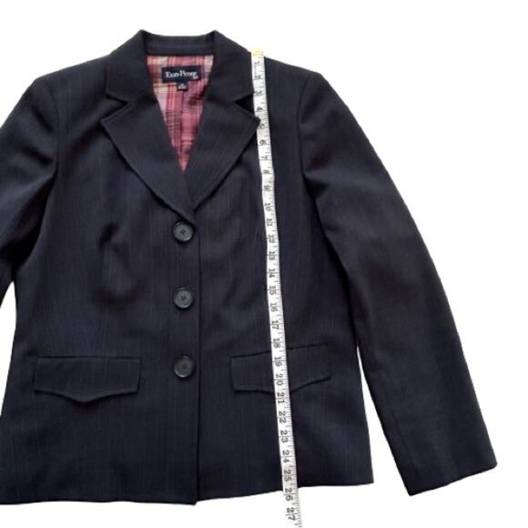 Evan Picone Navy Pinstripe Three Button Front Career Blazer Jacket Size 14 NEW - Picture 9 of 14